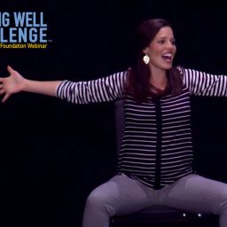 Physical Therapist demonstrates seated stretches to improve posture and voice