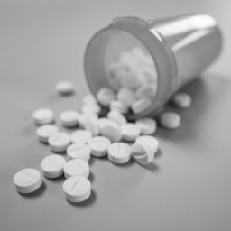 bottle of pills spilled across counter for Ritalin and Parkinson's