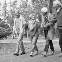 Group of older adults walk together