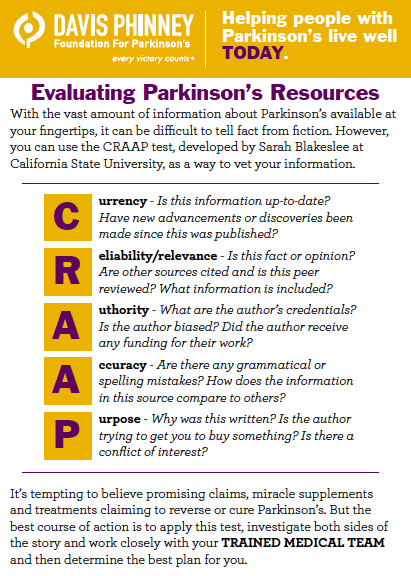 CRAAP Test - Davis Phinney Foundation for Parkinson's