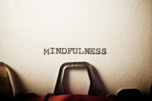 Mindfulness word written with a typewriter