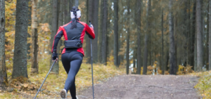 Female walking with Nordic poles
