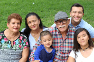 Family photo of Hispanic family outdoors
