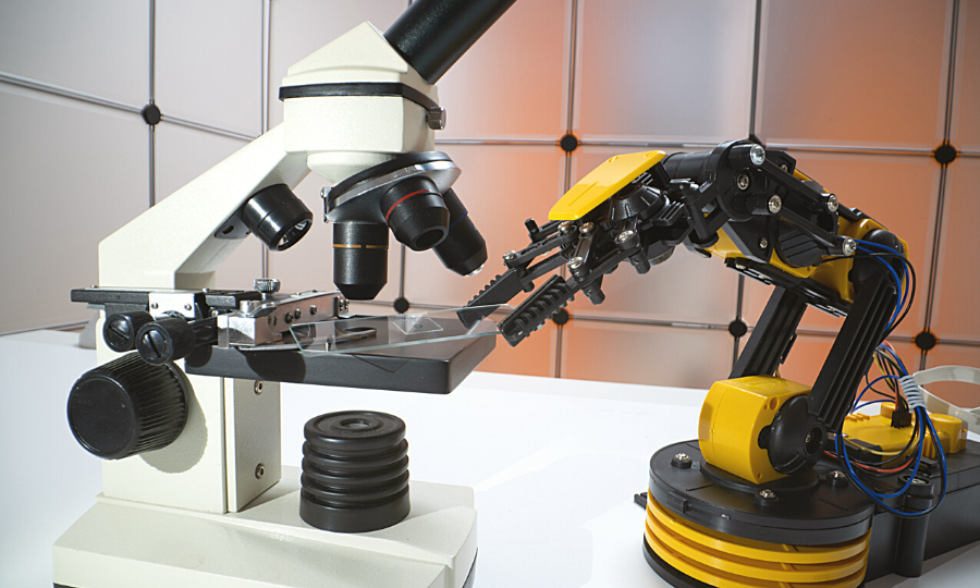 Microscope and robotic technology in lab