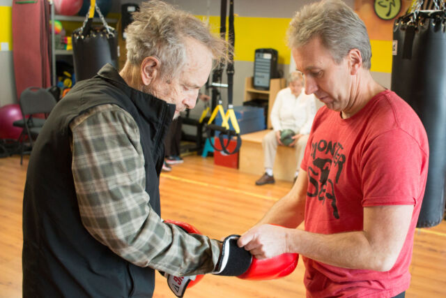 Doug Pickard boxing gloves Davis Phinney Foundation