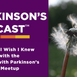 Parkinson's Poodcast logo wish i knew there is a wish dandelion